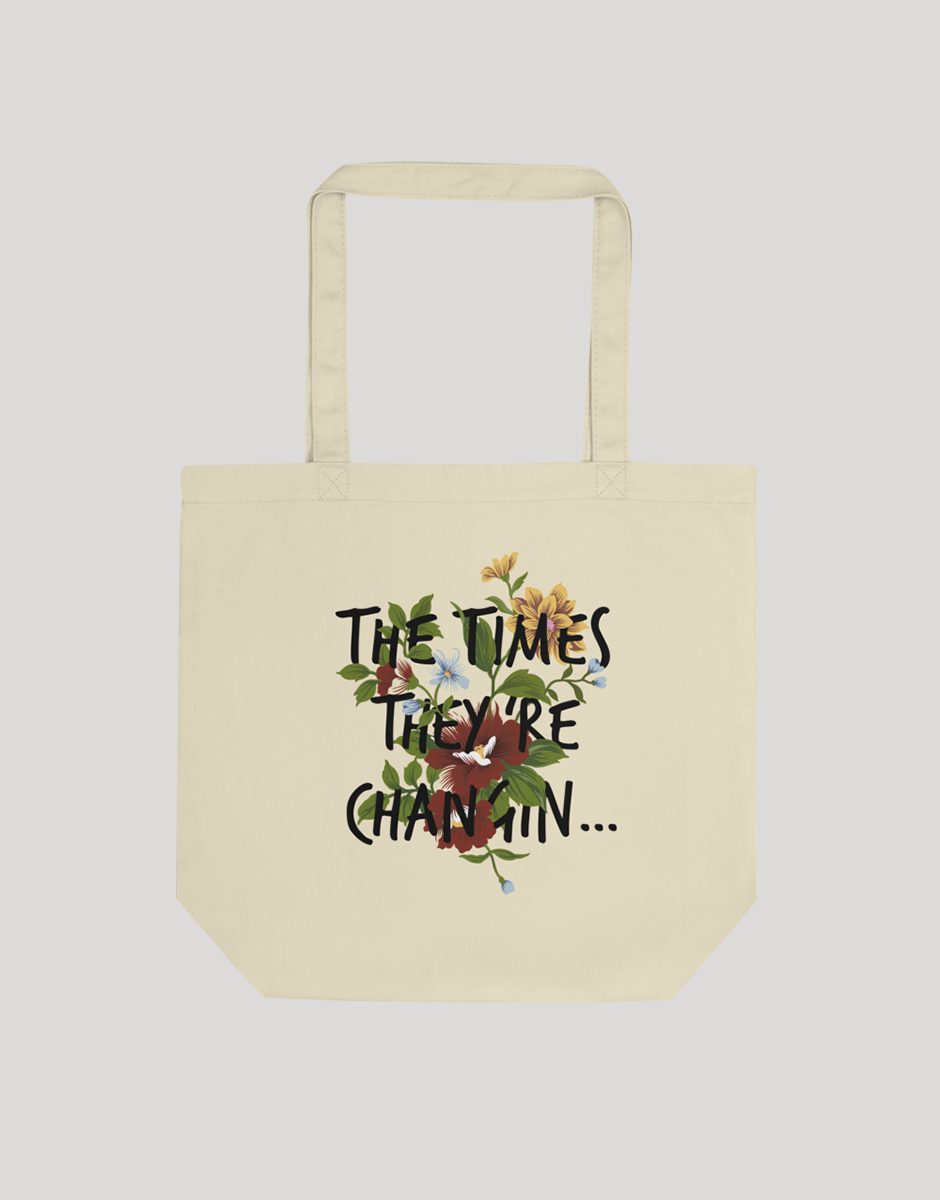 Times Changin Flowers Tote Bag (Beige)