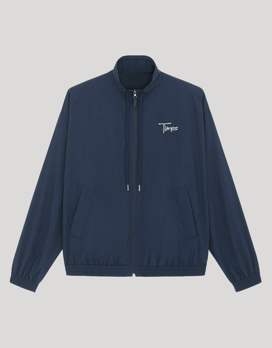 Times Embroidered Script Logo Jacket (Navy Blue)