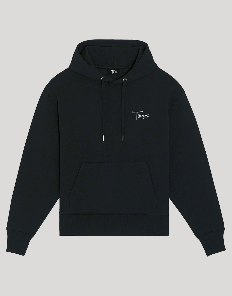 Times Embroidered Script Logo Hoodie (Black)