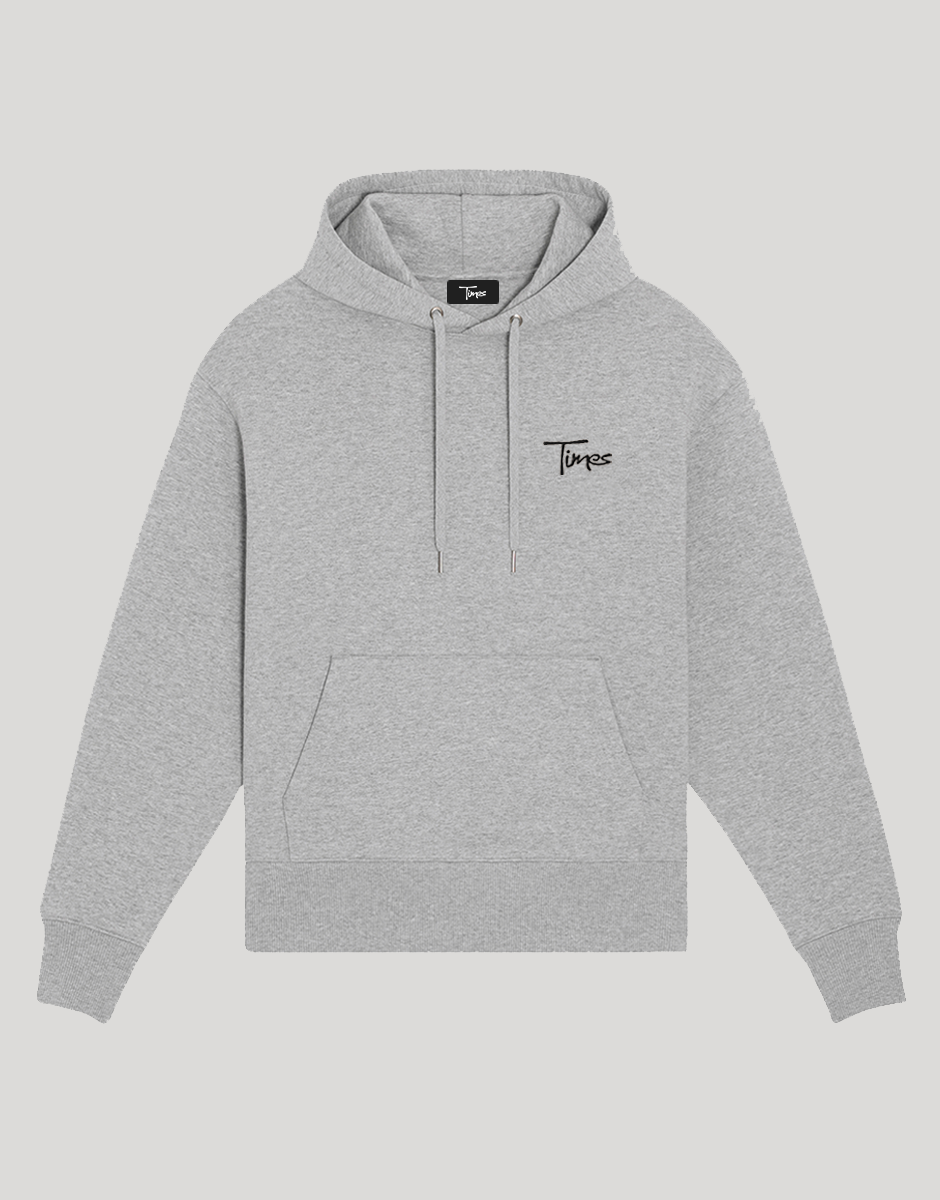 Times Embroidered Script Logo Hoodie (Heather Grey)