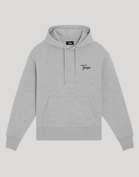 Times Embroidered Script Logo Hoodie (Heather Grey)