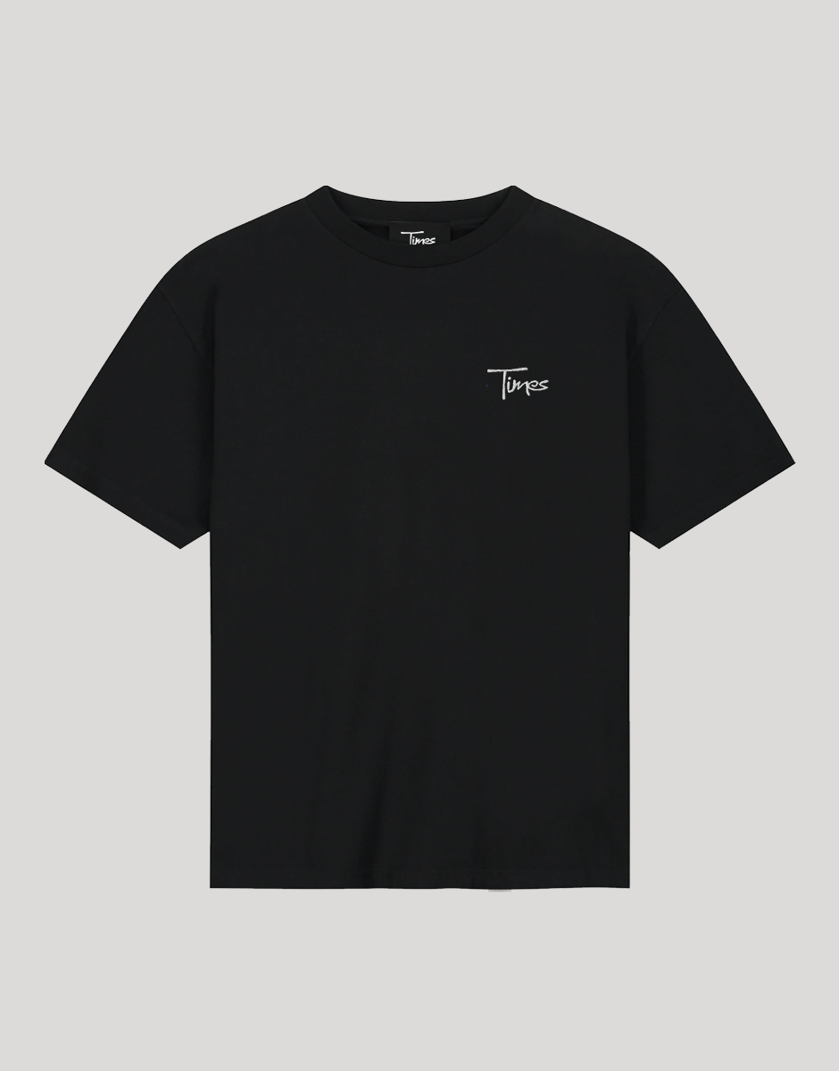 Times Embroidered Script Logo T-Shirt (Black)