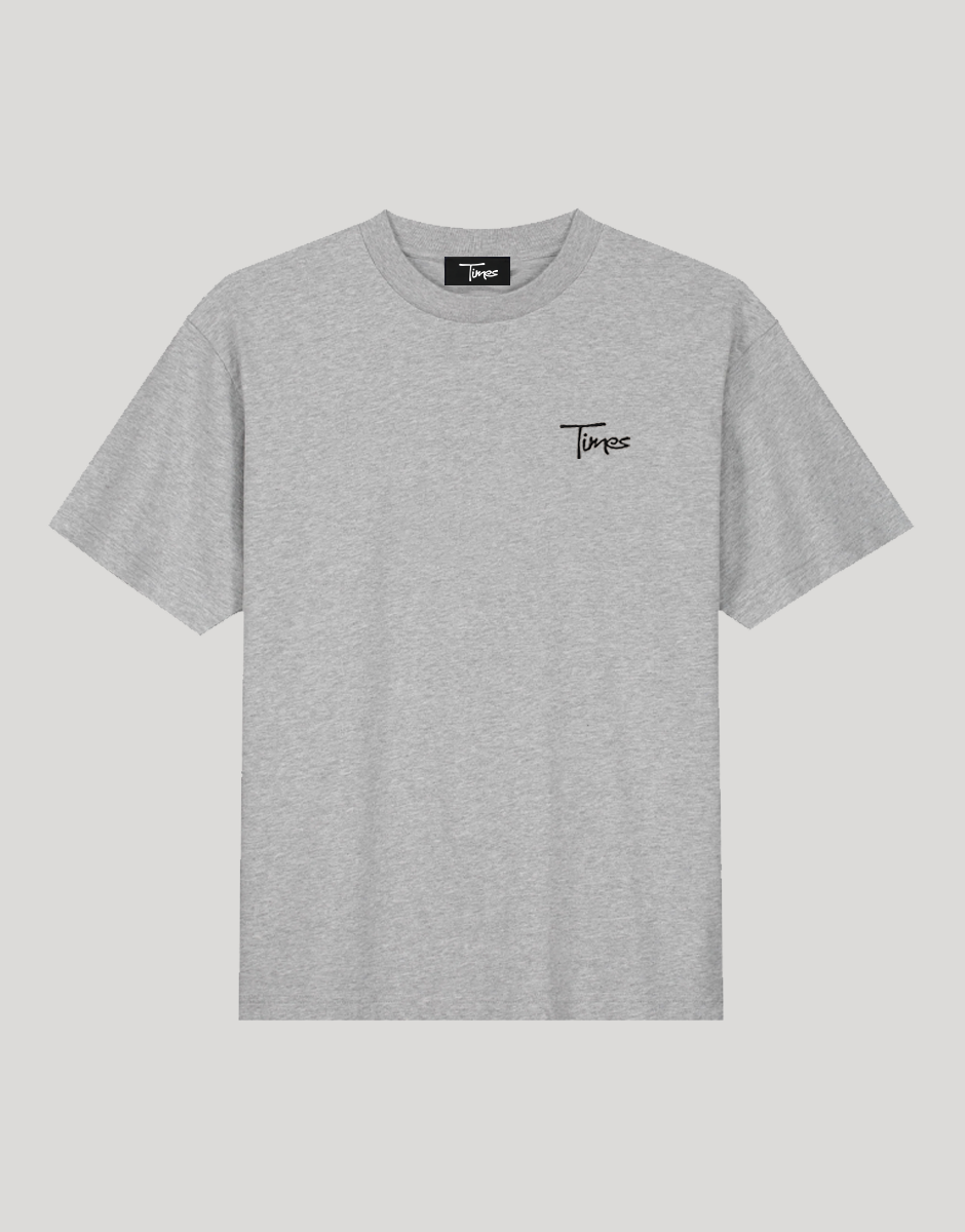 Times Embroidered Script Logo T-Shirt (Heather Grey)